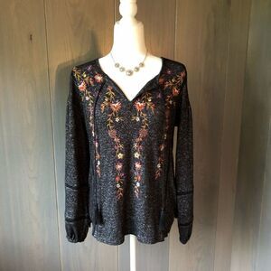 Miss Me Embroidered Beaded Sweater Blouse Small
